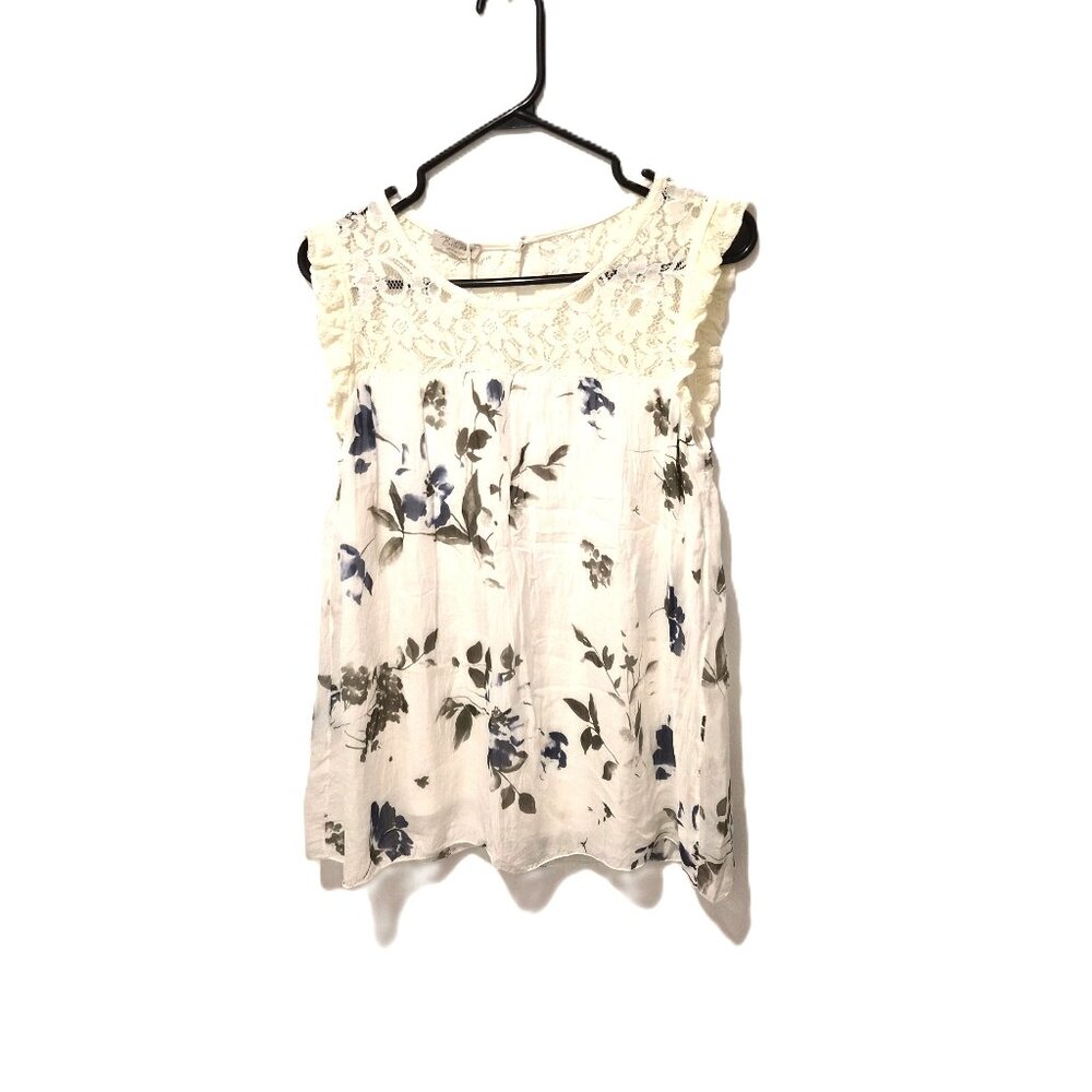 Bellambra Italian 100% Silk Lace Floral Top Romantic Coquette Boho Cottagecore
